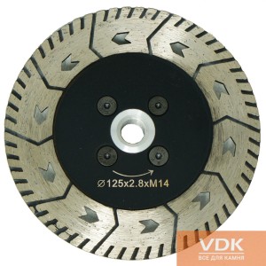 d125*3 Diamond cutting disc Turbo-Grinding with flange