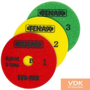 Flexes (polishing discs) on wet 3 steps d100 Tenax EVO-PAD