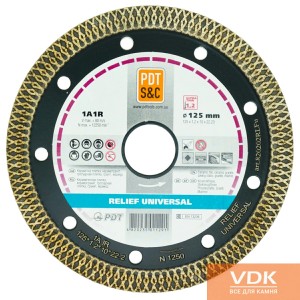Diamond cutting disc d125 solid Ultra Thin 1,4 черный 1А1R RELIEF UNIVERSAL