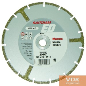 ED SAIT d125 с флянцем  Алмазный отрезной диск  по мрамору