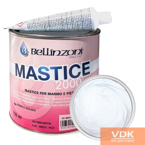 MASTICA 2000 BIANCO NEBBIA 750ml Bellinzoni Extra white polyester two-component thick adhesive 1.25kg