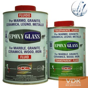 EPOXY GLASS fluido 1.5kg General Эпоксидный жидкий морозостойкий клей прозрачный