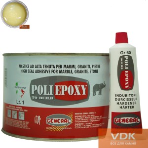 POLIEPOXY trasparente 1L General Поліефірний-епоксидний клей для мармуру, граніту прозоро-медовий
