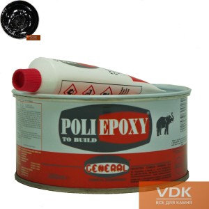 Epoxy-polyester adhesive for marble, granite GENERAL® POLIEPOXY black 250ml