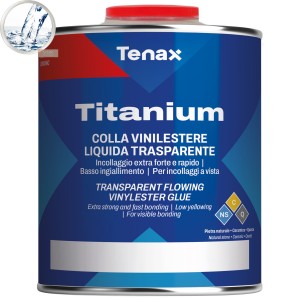 TITANIUM Flowing transparente 1L Tenax (жидкий прозрачный) Высокопрочный винилполиэстеровый клей (молочно-прозрачный)