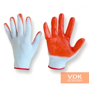 Перчатка рабочая - прорезиненная бело-оранжевые