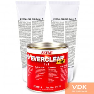 Everclear 510 knifegrade gel-like 2-component PUR-adhesive,no bleeding of treated stones, UV-stable